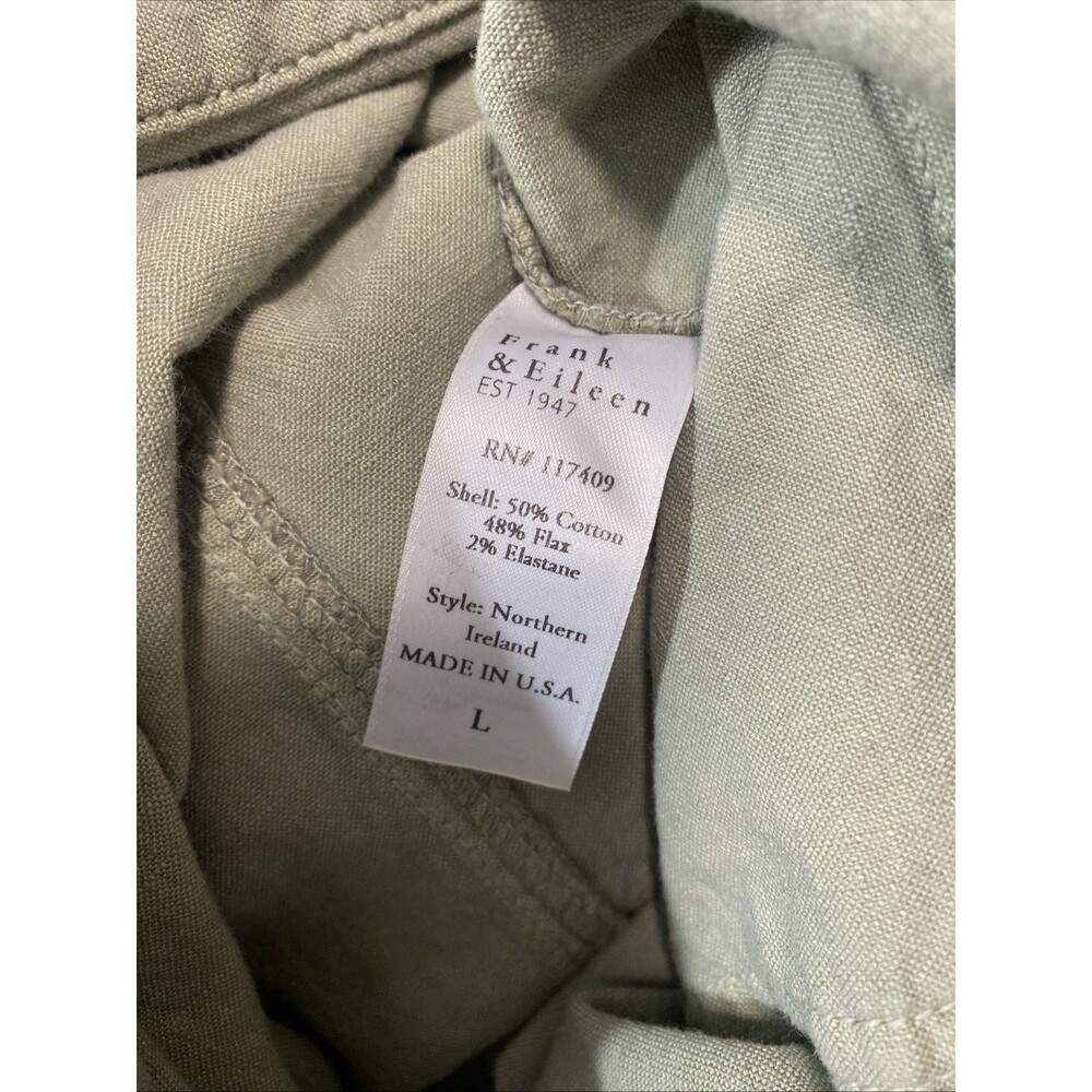 Frank & Eileen Northern Ireland Jumpsuit Sage Sz L Linen Blend Utility - Picture 9 of 16